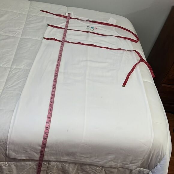 Dress Barn Dress Woman Sz 3X Scoop Neck Sleeveless White Floral Embroidered Maxi - Picture 8 of 8